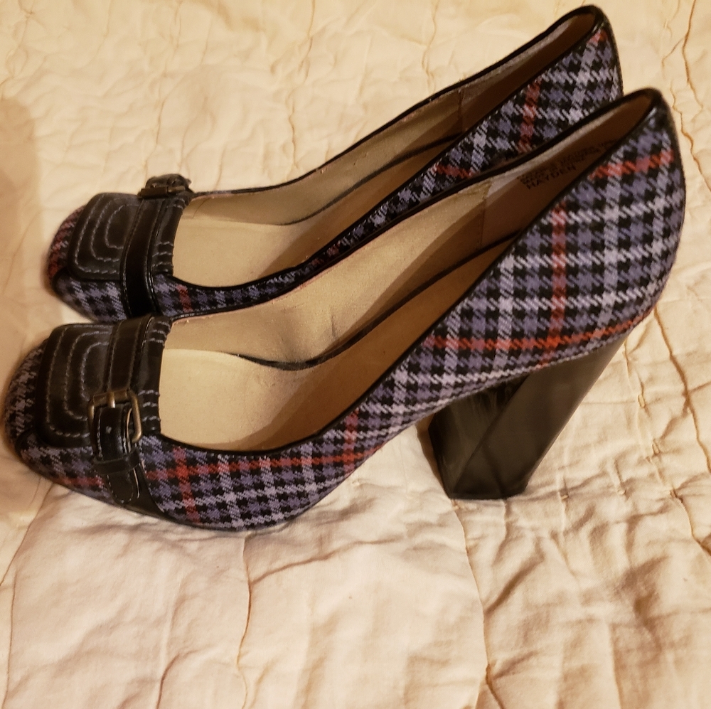 Plaid Block Heels